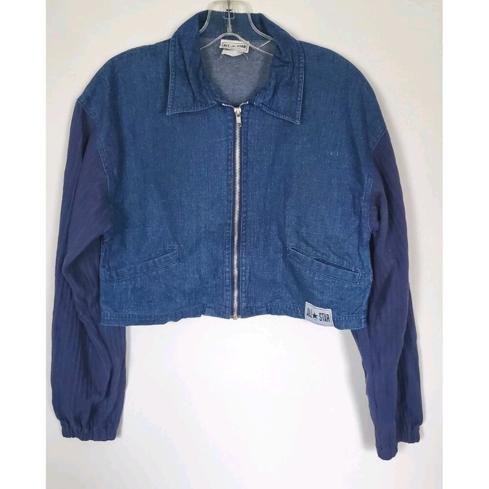 Vintage 90s CONVERSE ALL STAR CHUCK TAYLOR BLUE DENIM JEAN JACKET Size Small